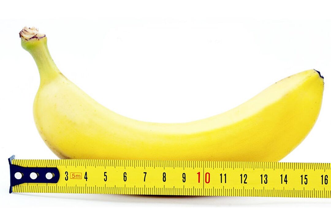 joonlauaga banaan sümboliseerib peenise mõõtmist pärast operatsiooni